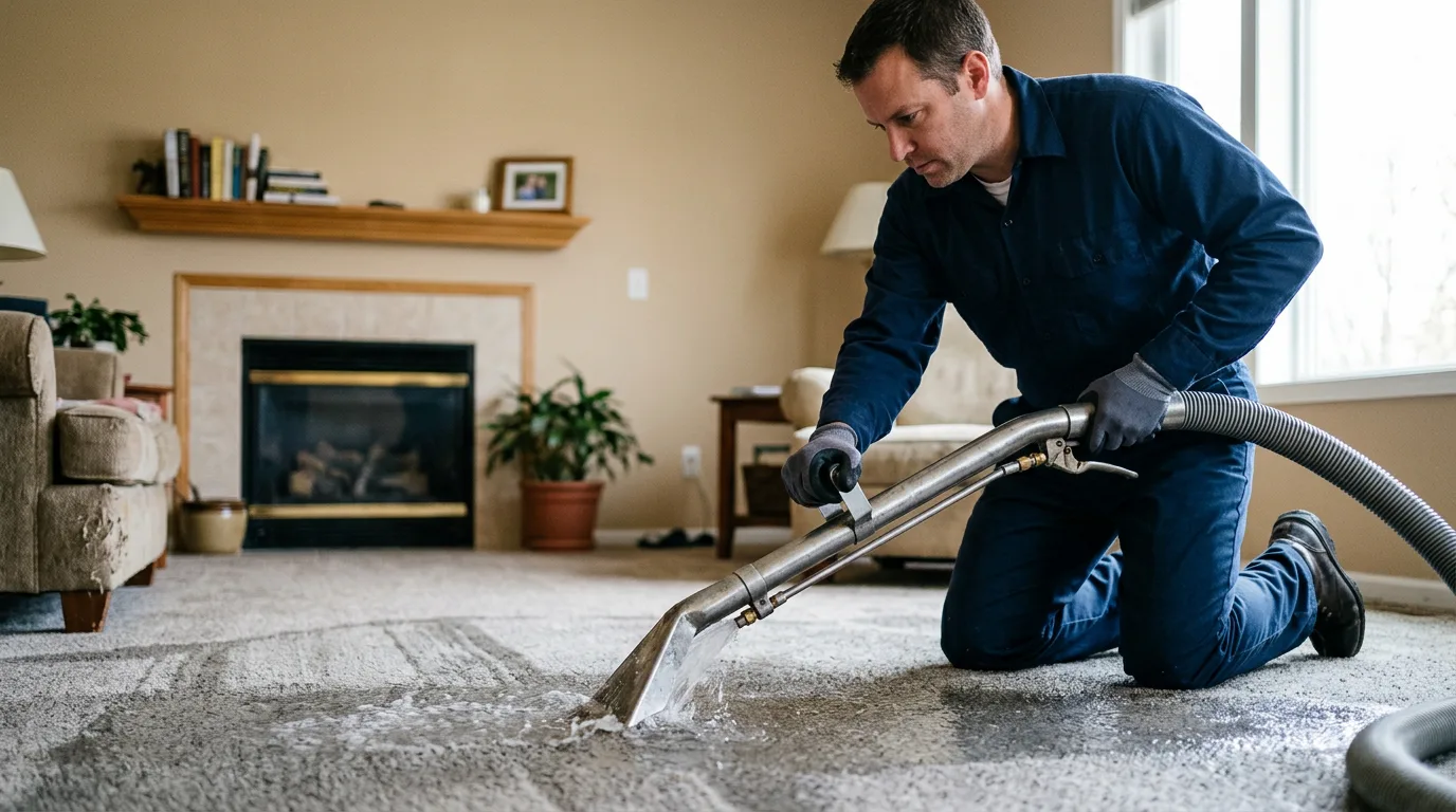 Water damage restoration technician working near Manchester Center, VT